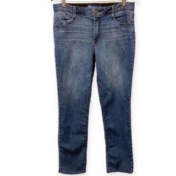 Democracy 8 Ab Solution Jeans Womens Straight Leg Mid Rise Stretch B2302Q4P2 - Picture 1 of 12